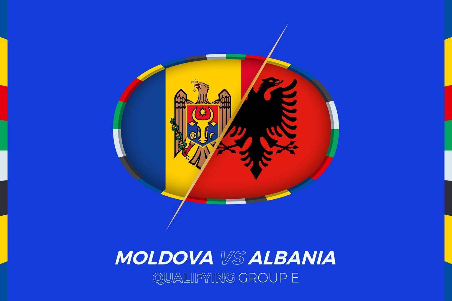 Moldova vs Albania icon for European football tournament qualification, group E. vector