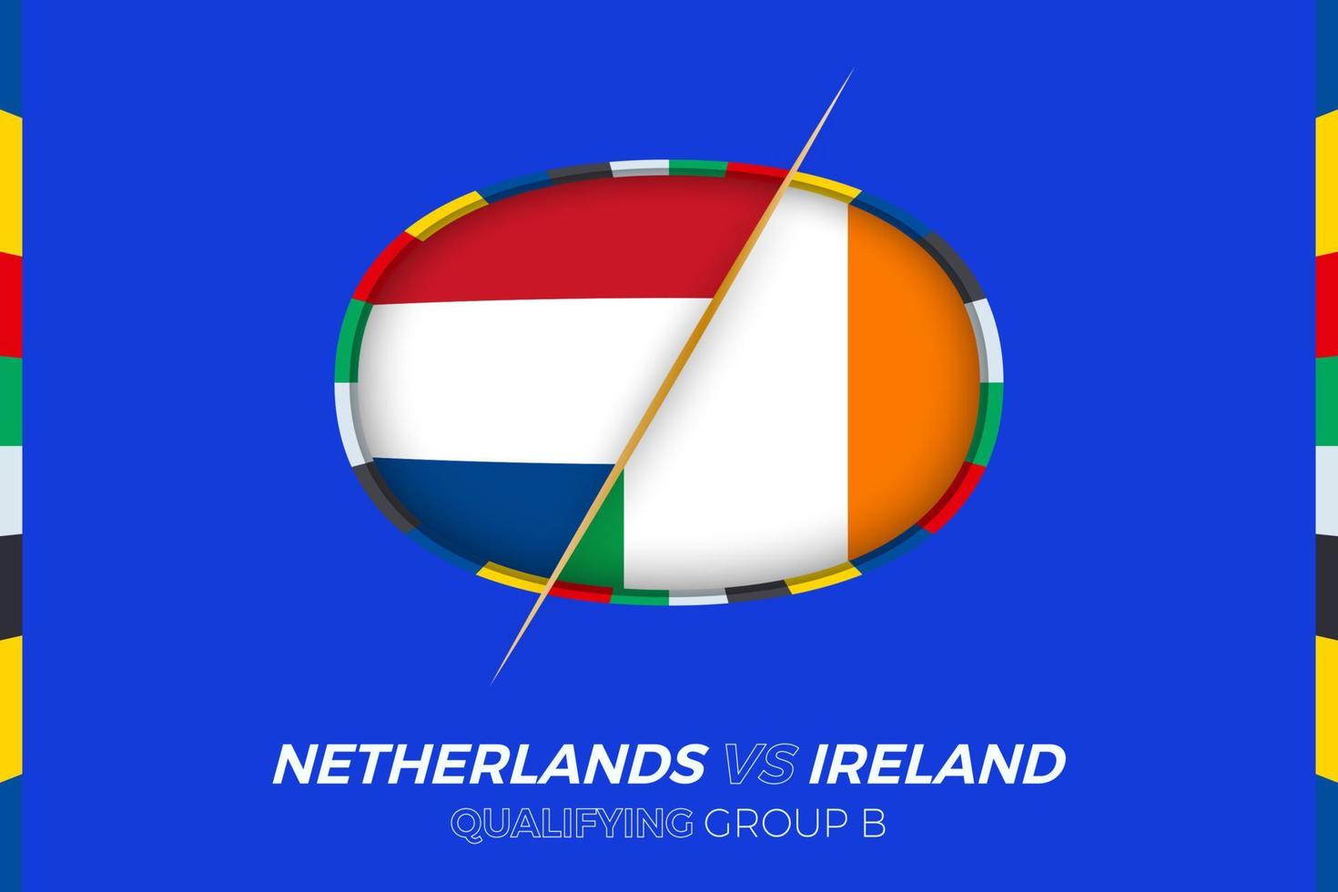 Netherlands vs Republic of Ireland icon for European football tournament qualification, group B. vector
