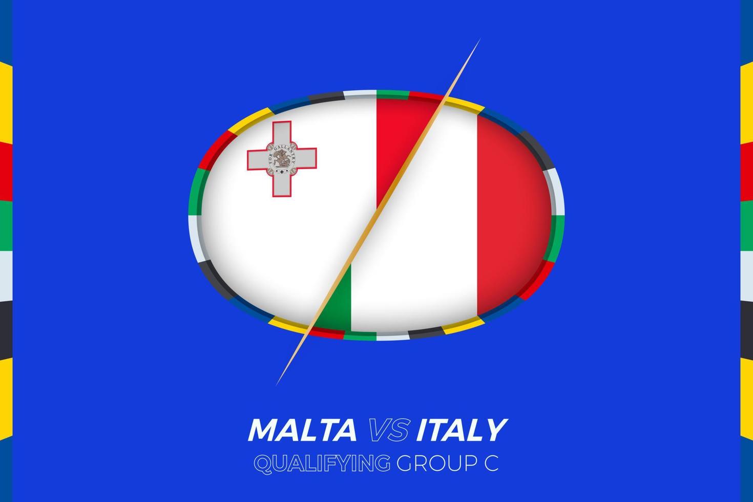 Malta vs Italy icon for European football tournament qualification, group C. vector