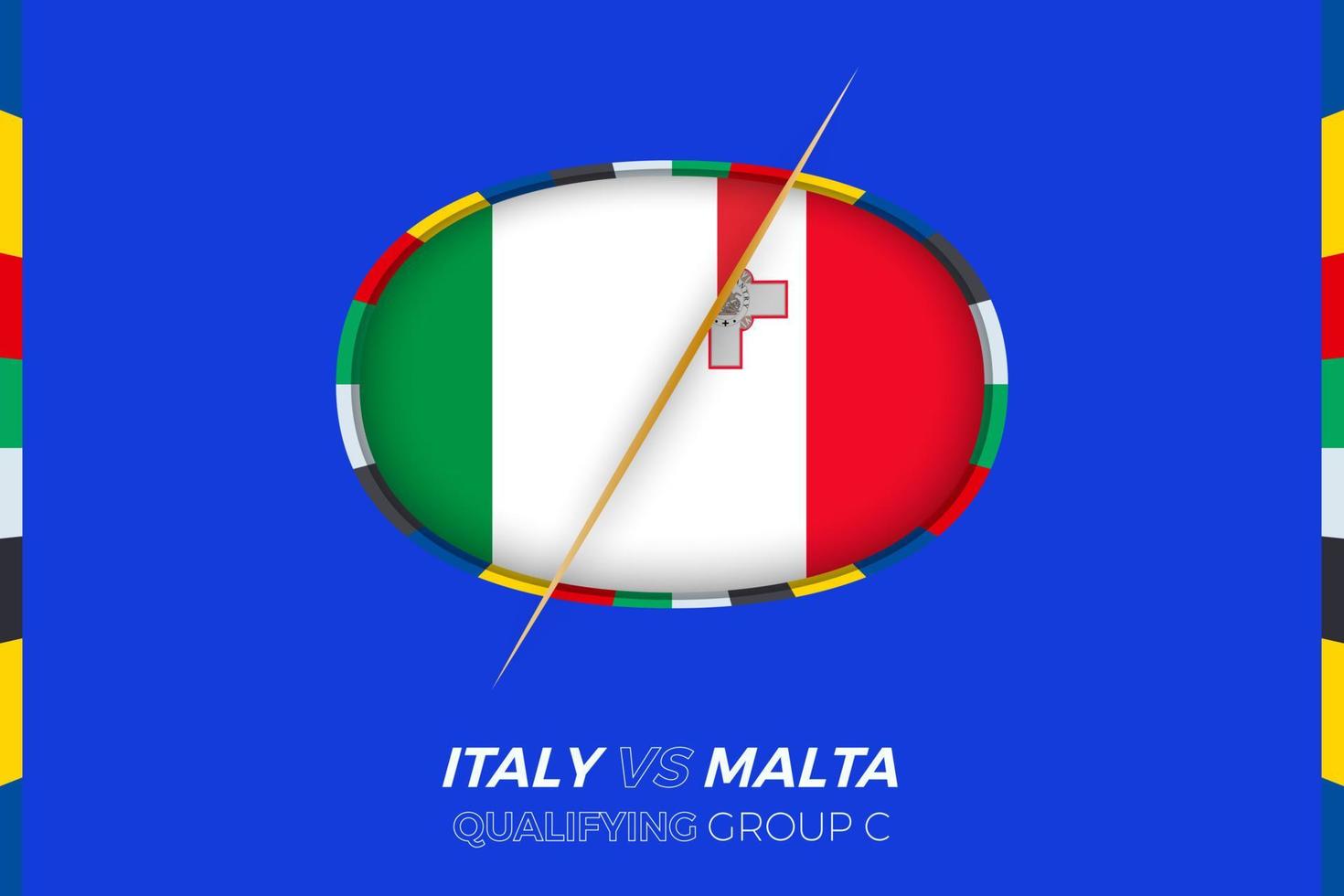 Italy vs Malta icon for European football tournament qualification, group C. vector