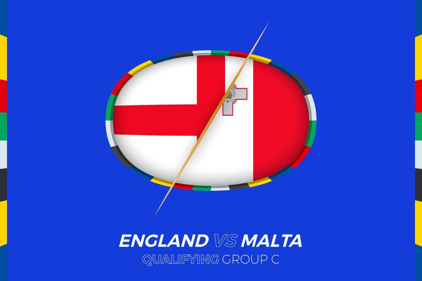 England vs Malta icon for European football tournament qualification, group C. vector
