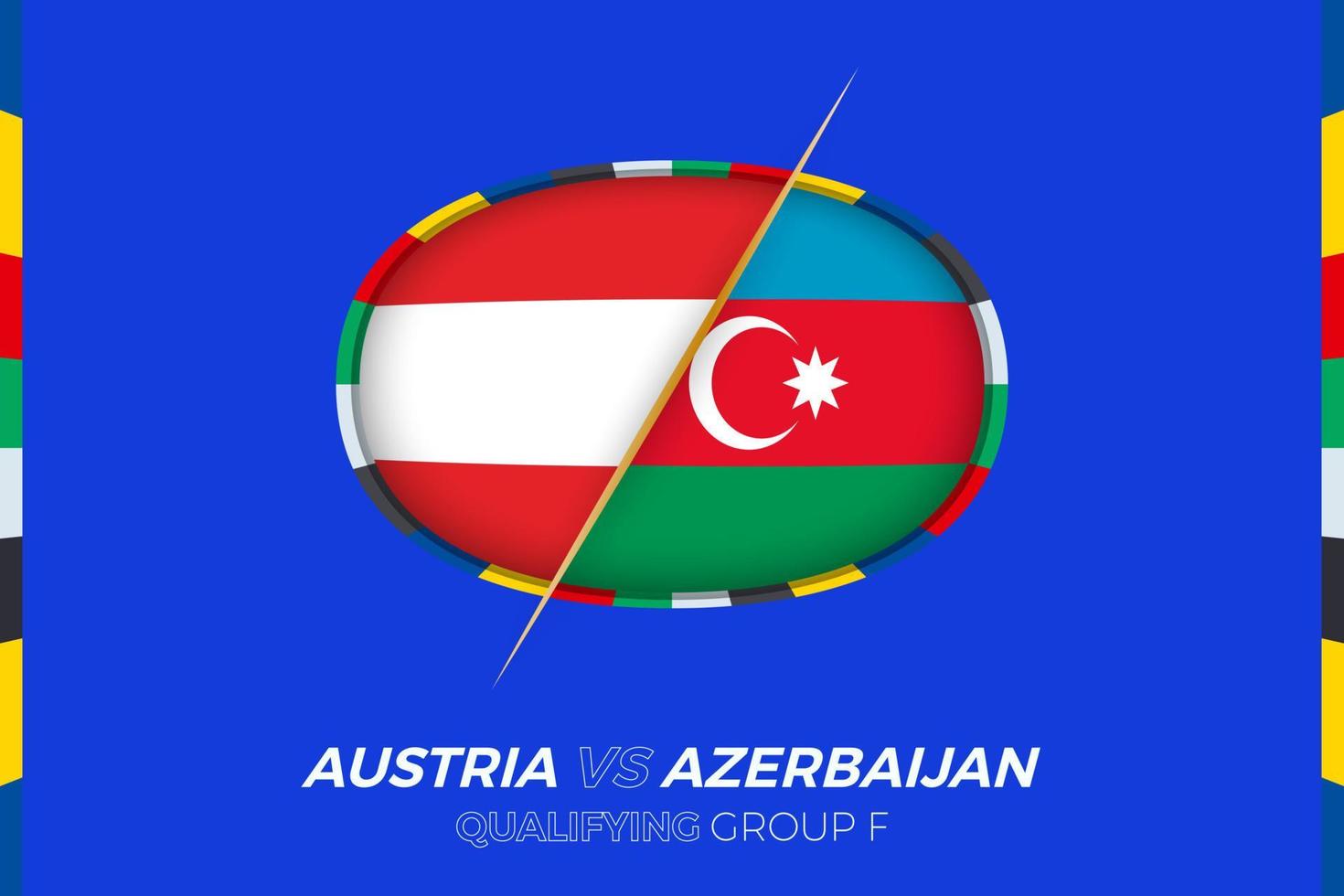 Austria vs Azerbaijan icon for European football tournament qualification, group F. vector