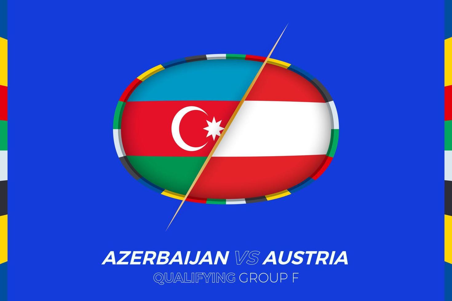 Azerbaijan vs Austria icon for European football tournament qualification, group F. vector