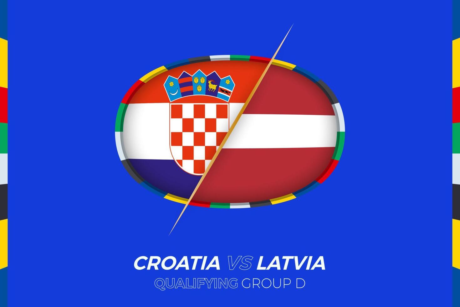 Croatia vs Latvia icon for European football tournament qualification, group D. vector