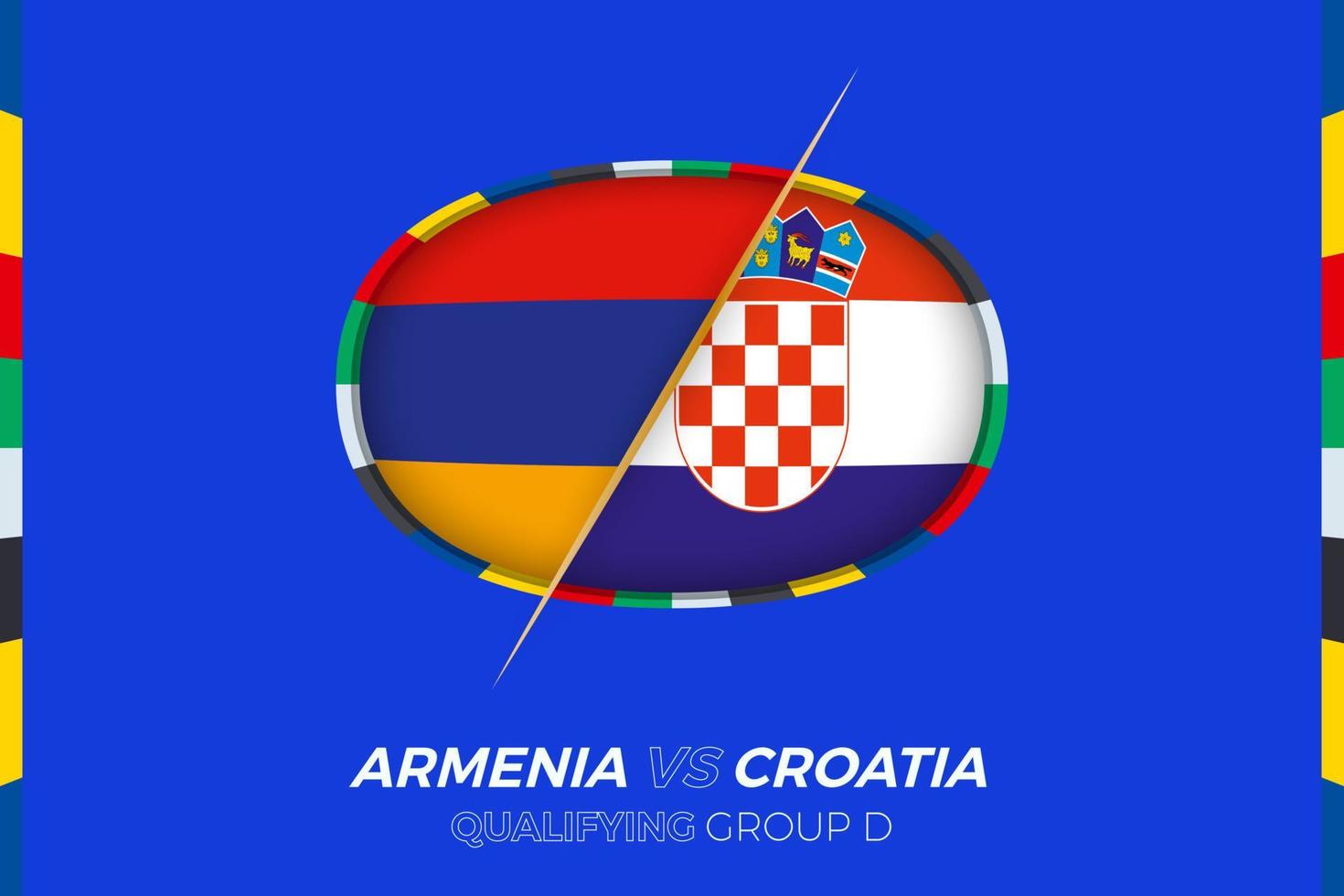 Armenia vs Croatia icon for European football tournament qualification, group D. vector