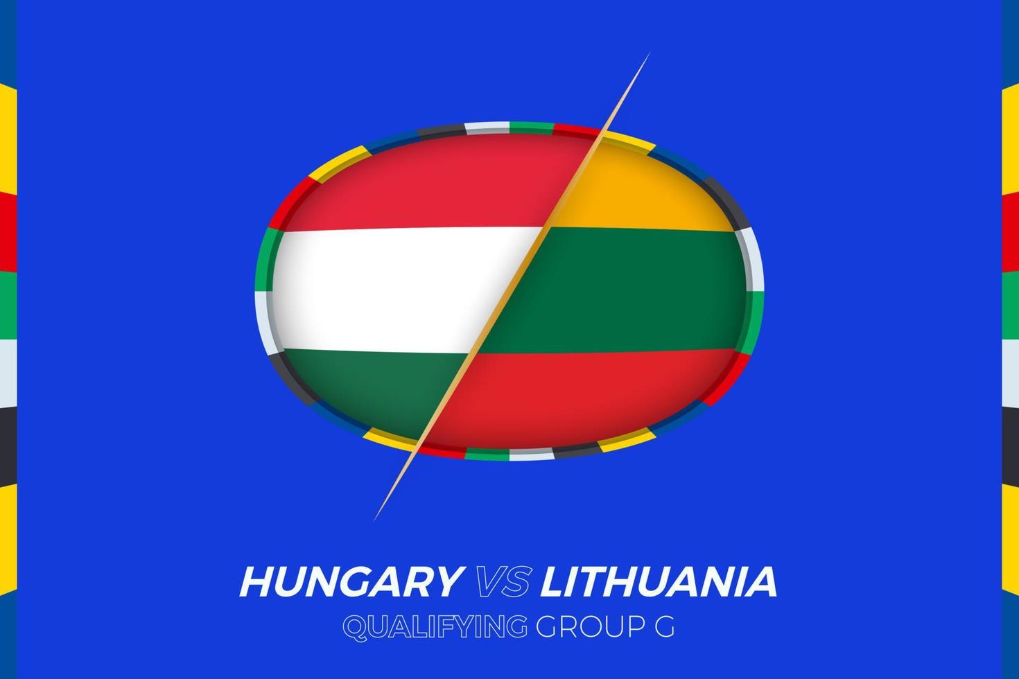 Hungary vs Lithuania icon for European football tournament qualification, group G. vector