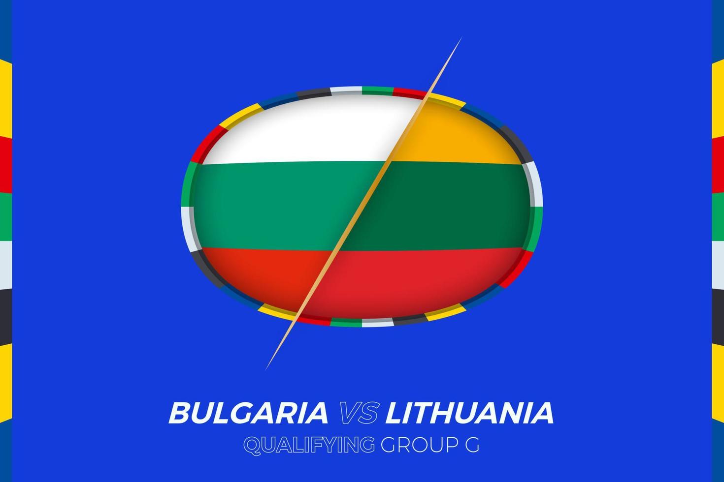 Bulgaria vs Lituania icono para europeo fútbol americano torneo calificación, grupo gramo. vector