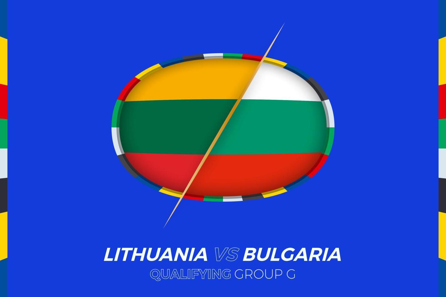 Lithuania vs Bulgaria icon for European football tournament qualification, group G. vector
