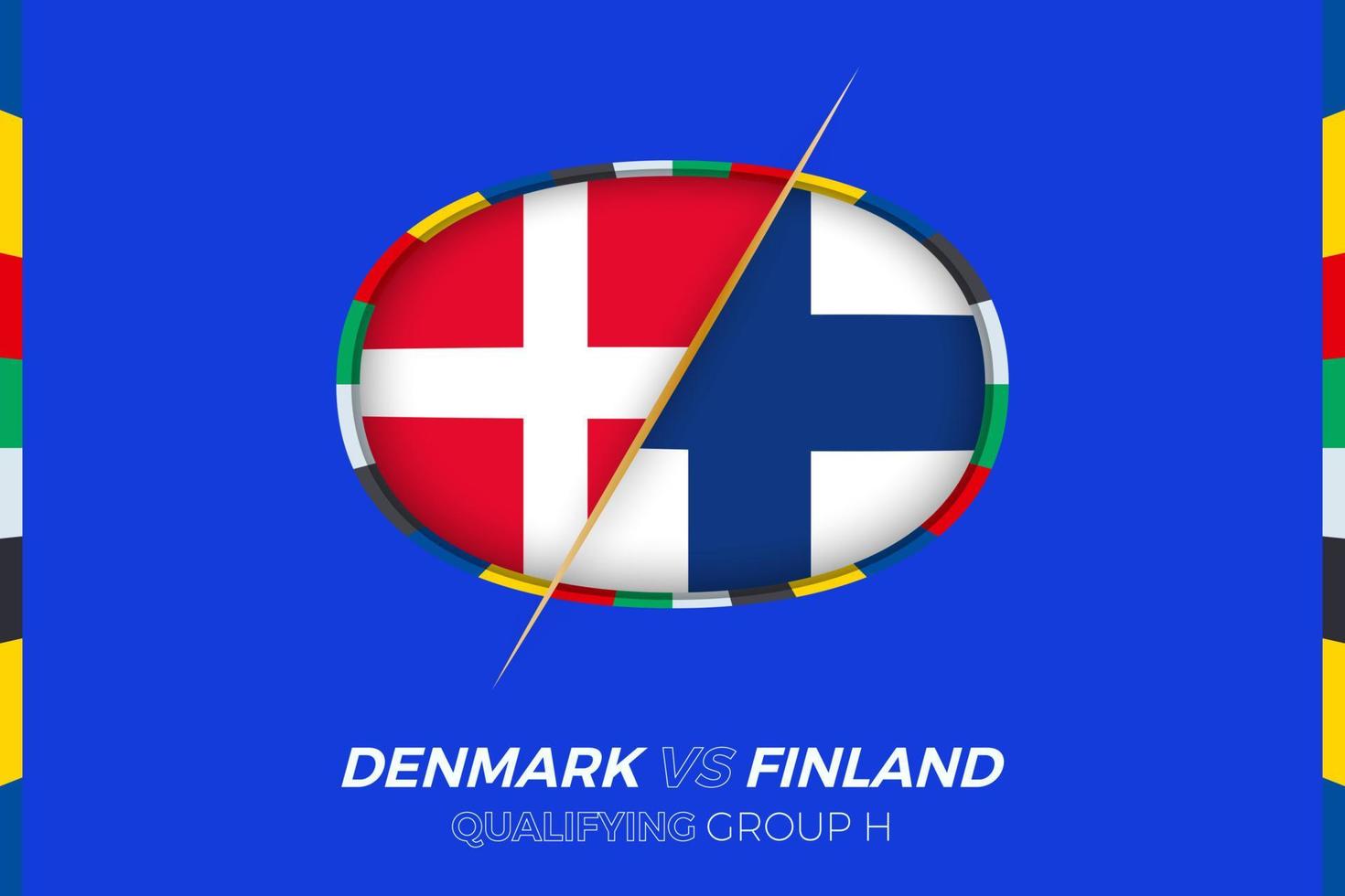 Denmark vs Finland icon for European football tournament qualification, group H. vector