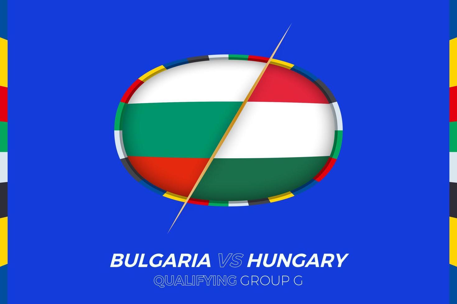 Bulgaria vs Hungría icono para europeo fútbol americano torneo calificación, grupo gramo. vector