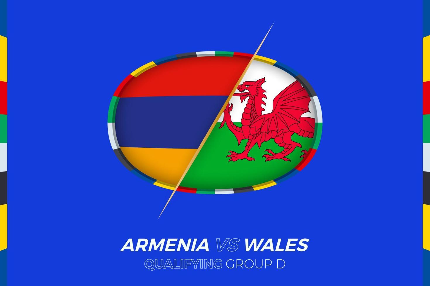 Armenia vs Wales icon for European football tournament qualification, group D. vector