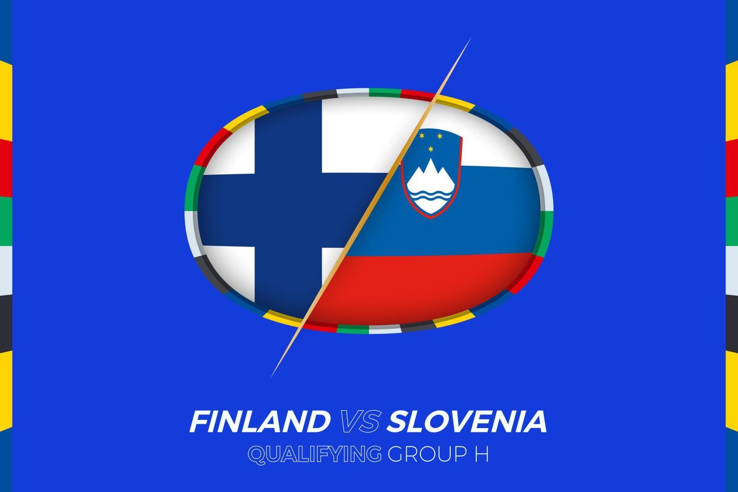 Finland vs Slovenia icon for European football tournament qualification, group H. vector