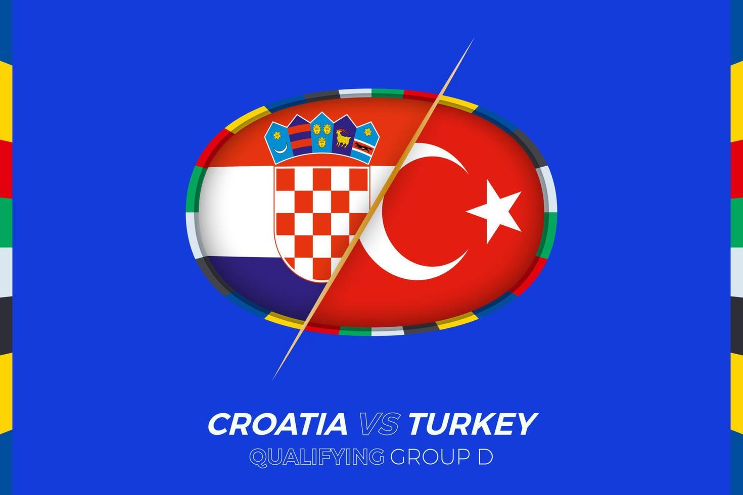 Croacia vs Turquía icono para europeo fútbol americano torneo calificación, grupo d. vector