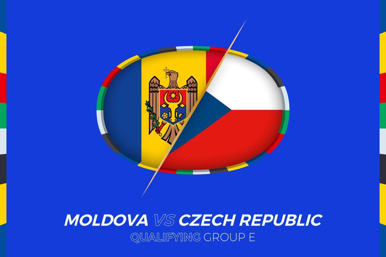 Moldova vs Czech Republic icon for European football tournament qualification, group E. vector