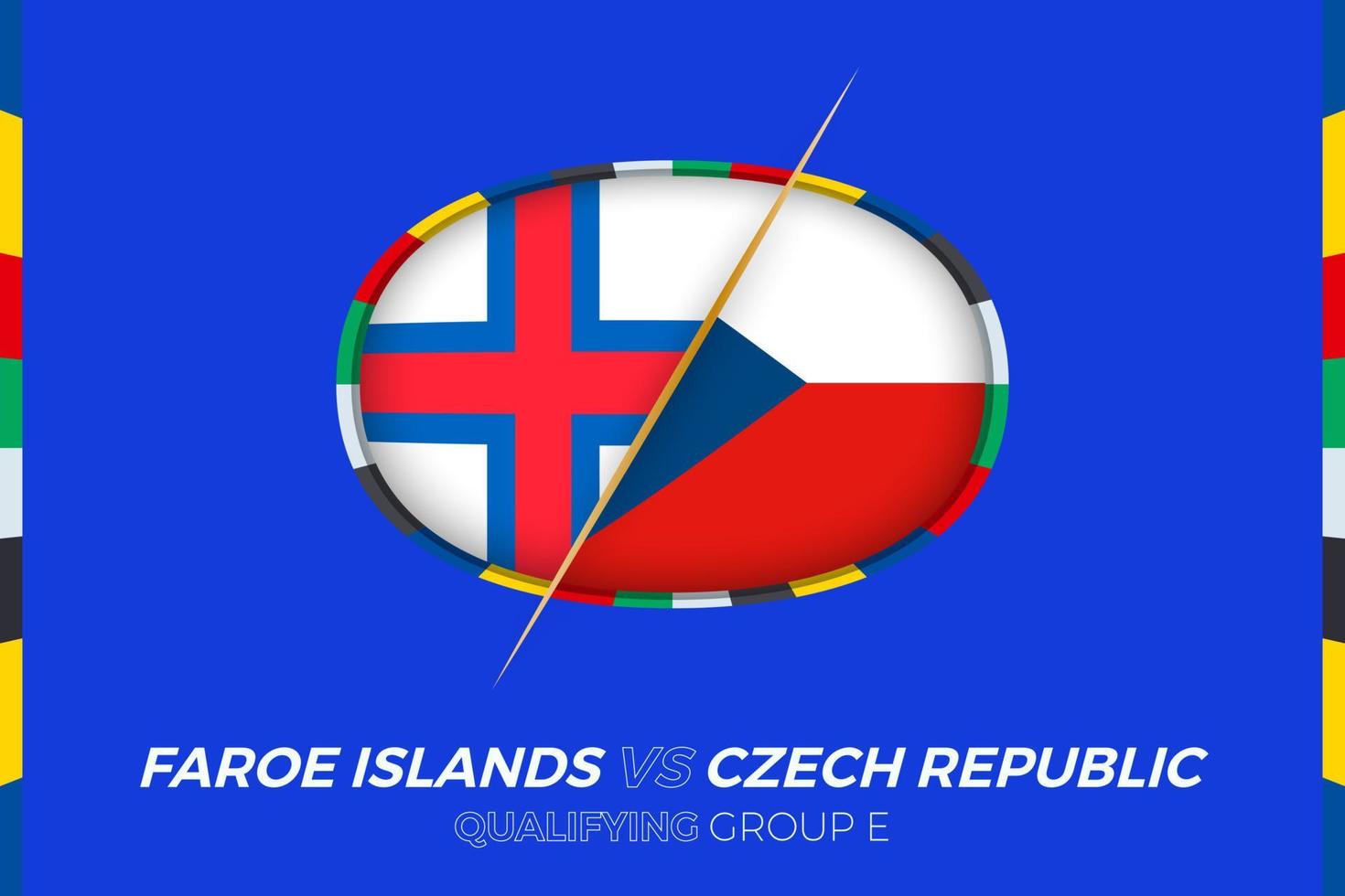 Faroe Islands vs Czech Republic icon for European football tournament qualification, group E. vector