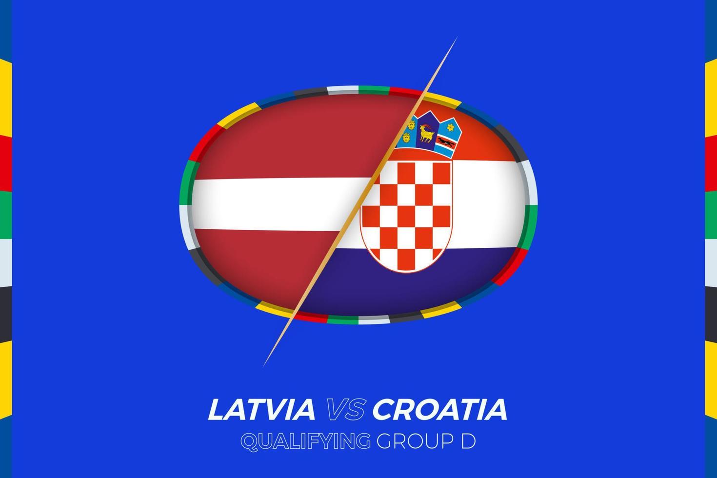 Latvia vs Croatia icon for European football tournament qualification, group D. vector