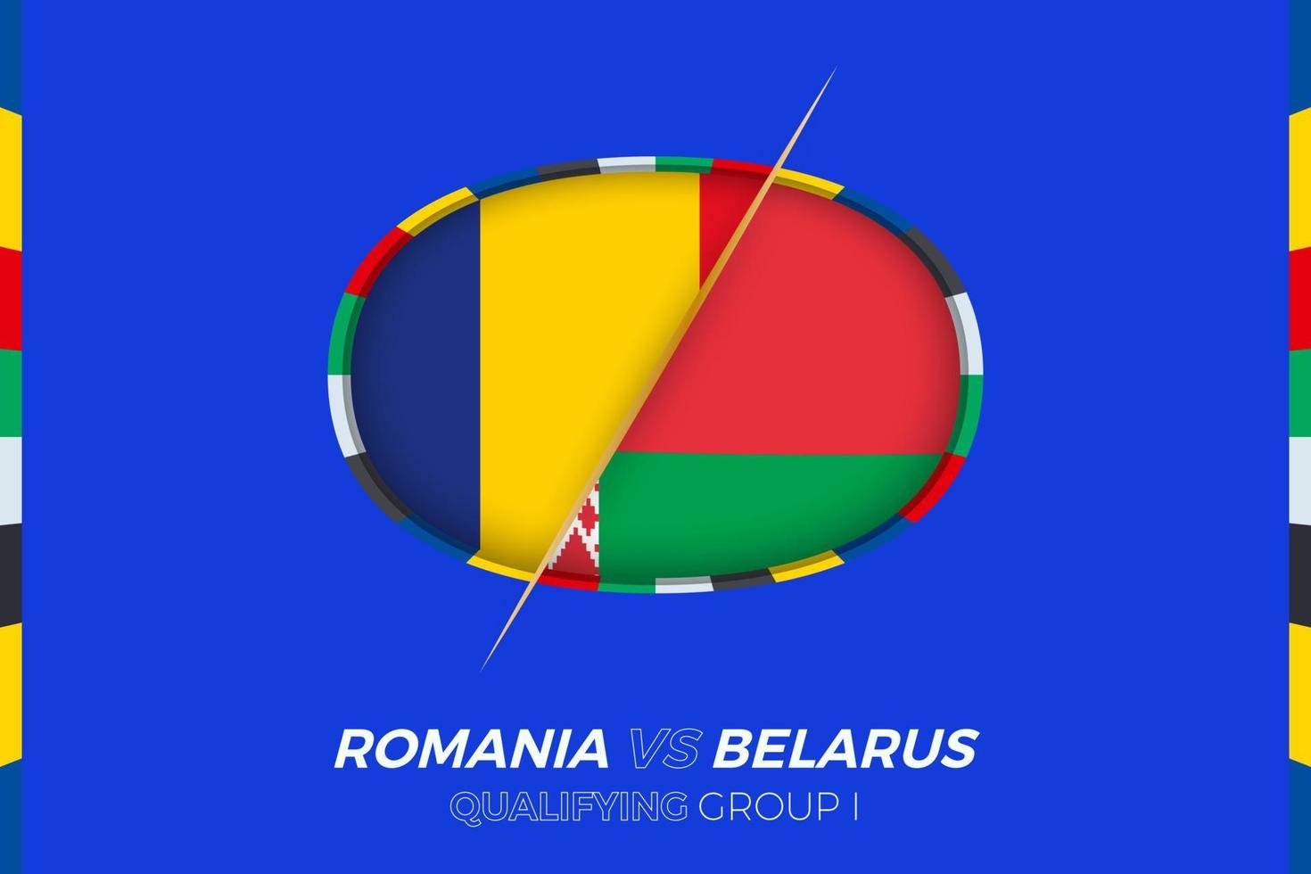 Romania vs Belarus icon for European football tournament qualification, group I. vector