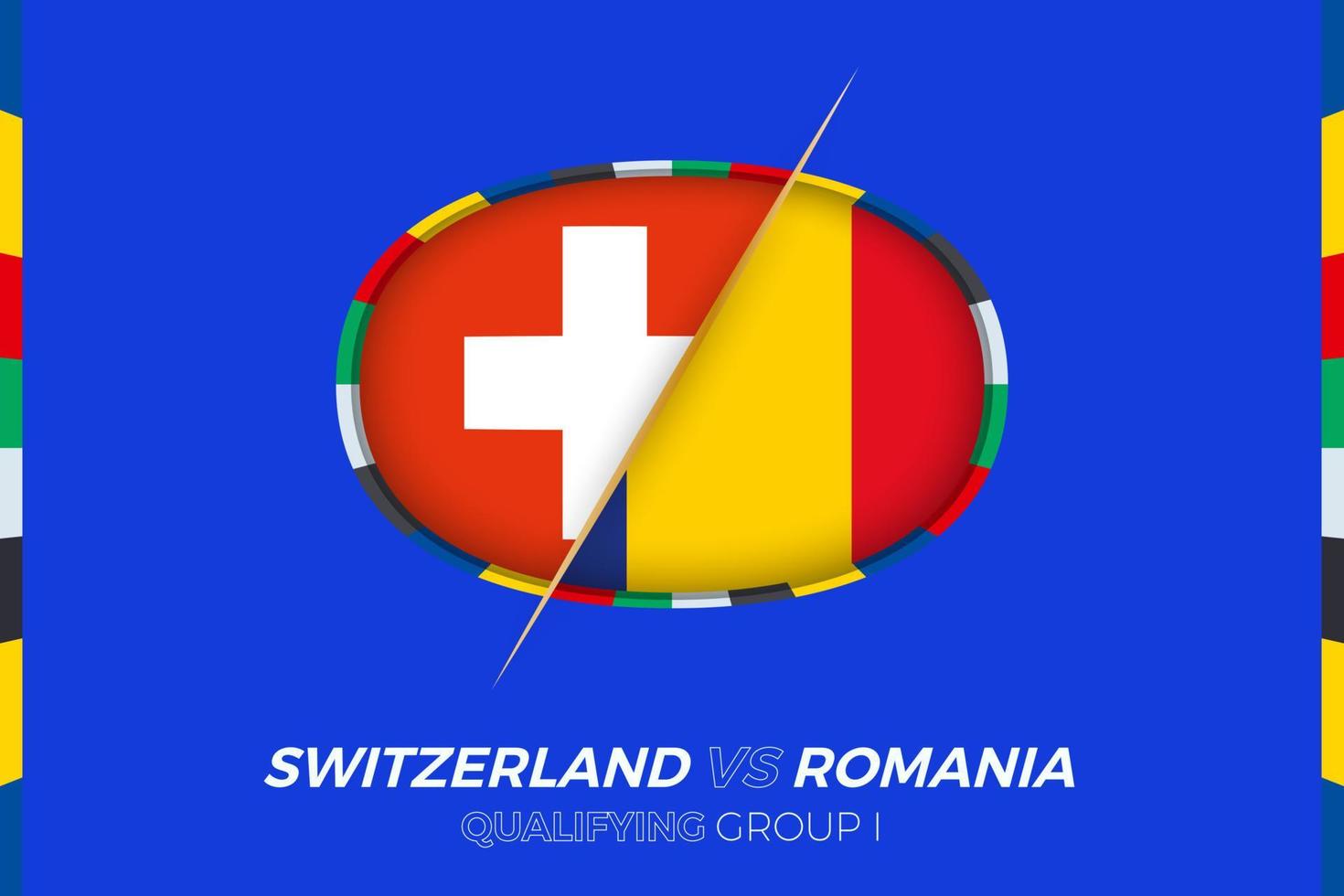 Switzerland vs Romania icon for European football tournament qualification, group I. vector