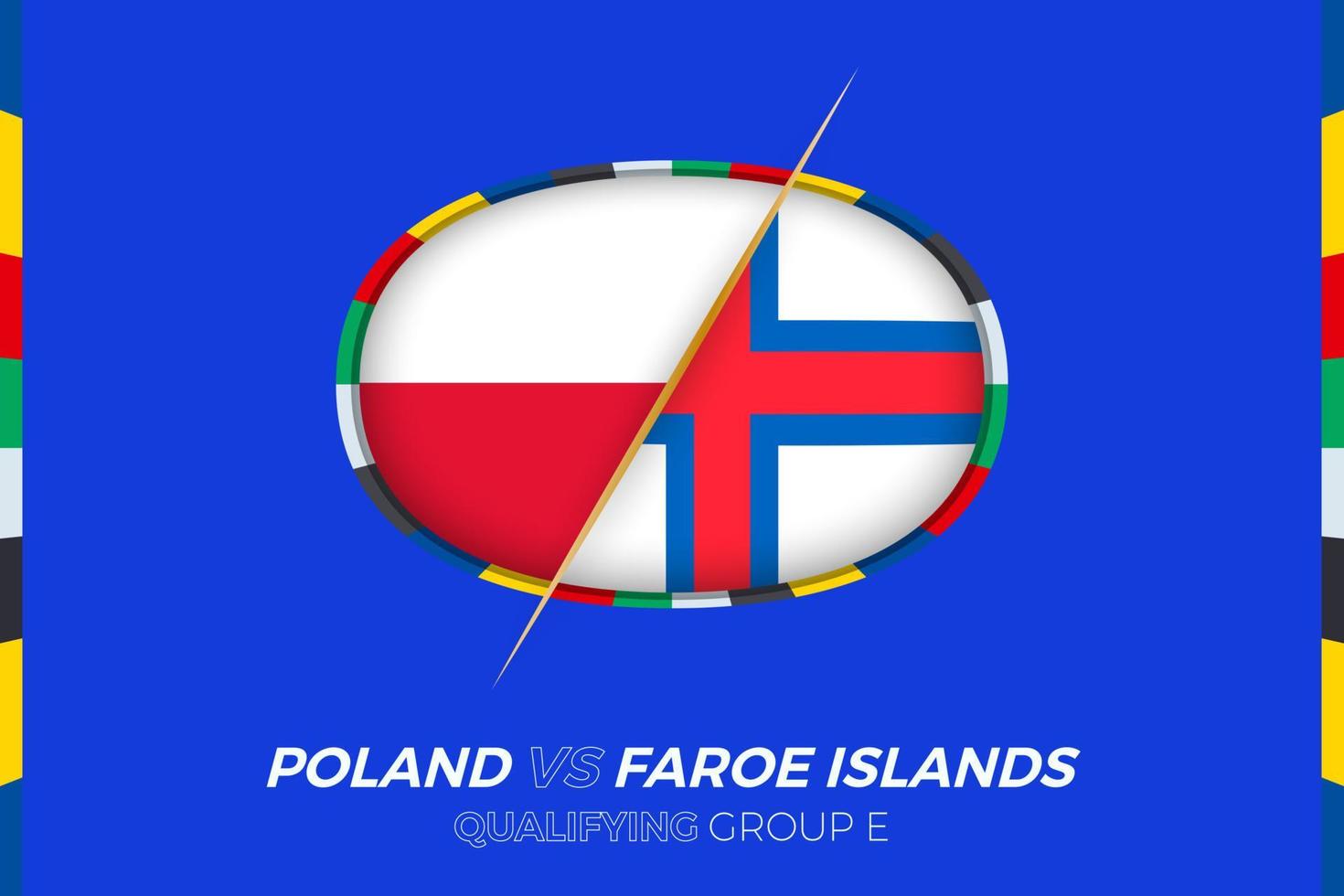 Polonia vs Feroe islas icono para europeo fútbol americano torneo calificación, grupo mi. vector