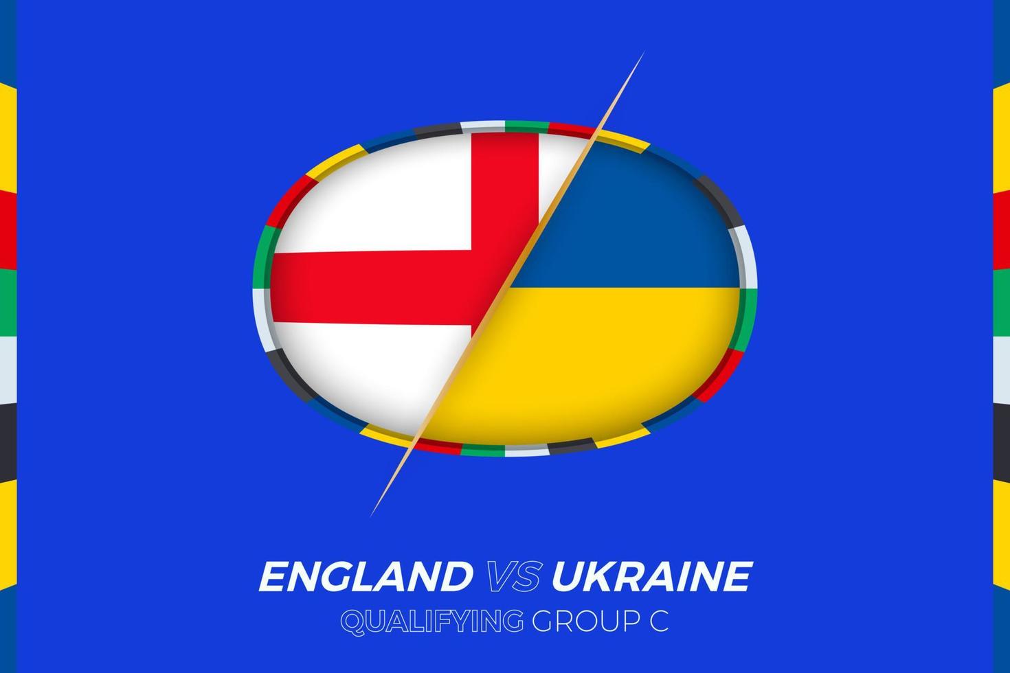 England vs Ukraine icon for European football tournament qualification, group C. vector