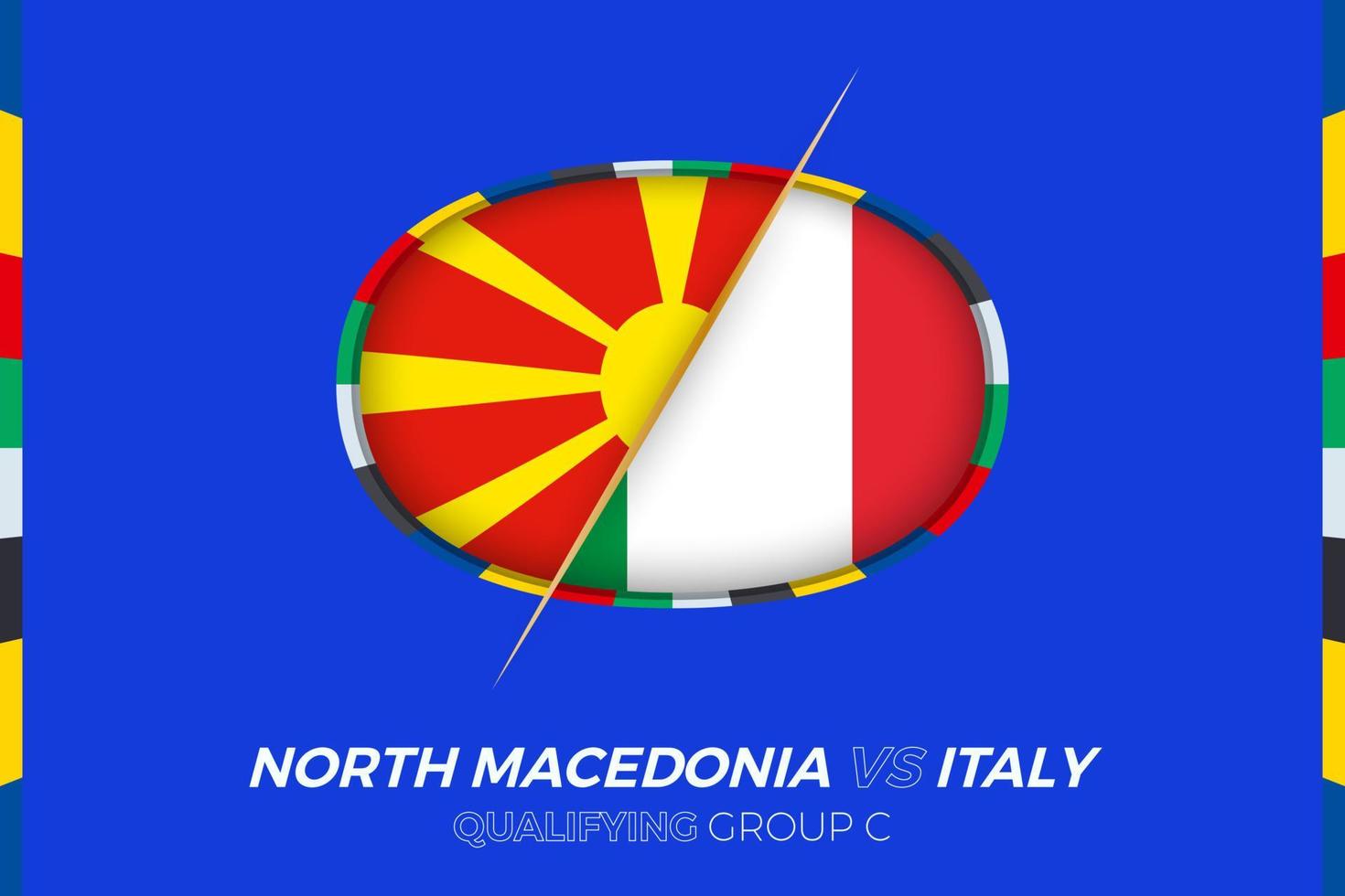 North Macedonia vs Italy icon for European football tournament qualification, group C. vector