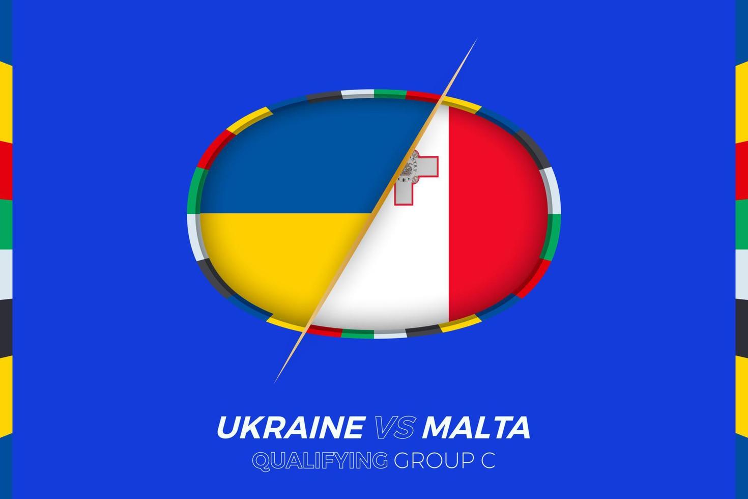 Ukraine vs Malta icon for European football tournament qualification, group C. vector