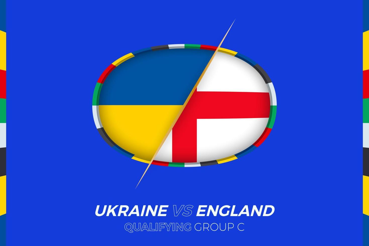 Ukraine vs England icon for European football tournament qualification, group C. vector