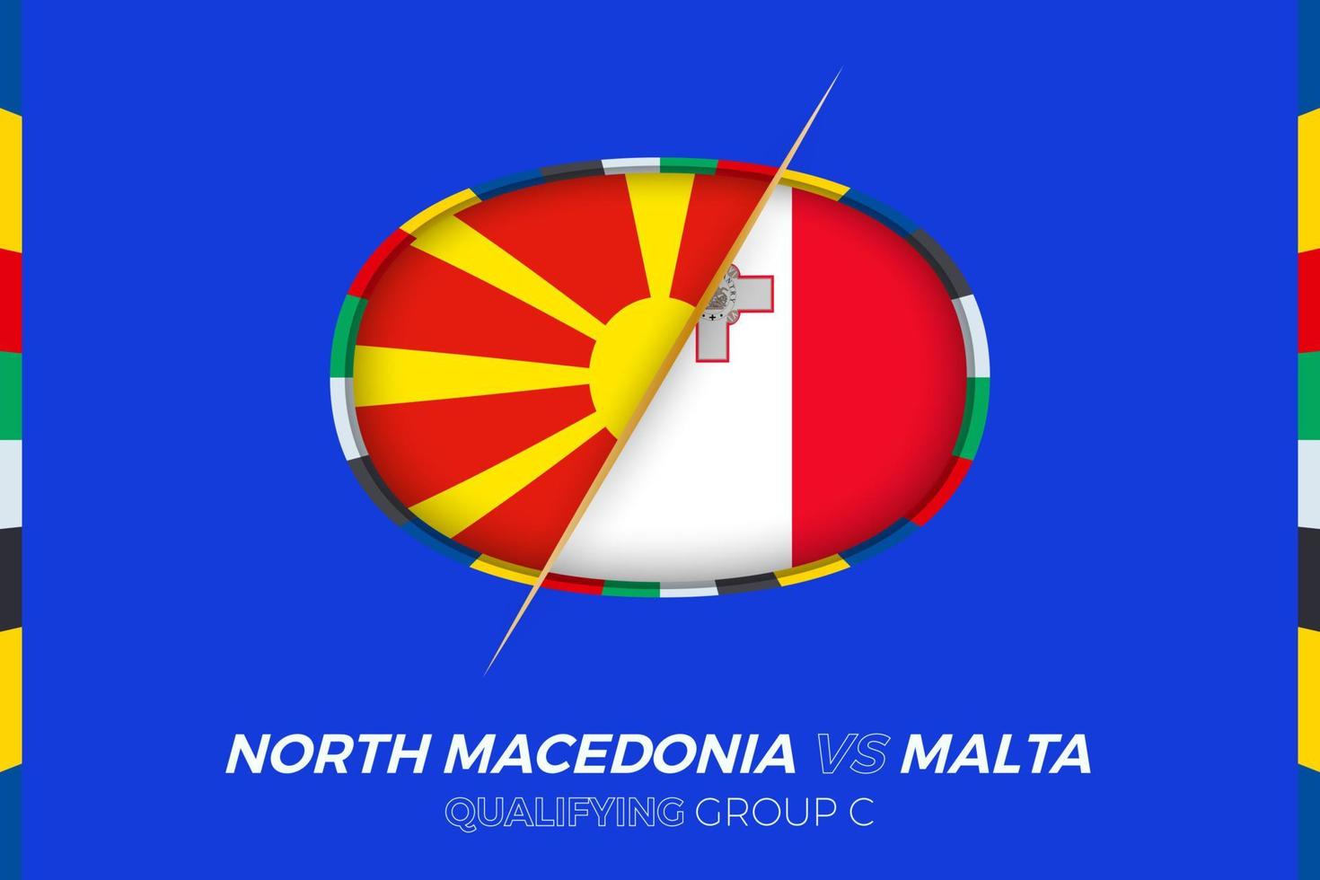 North Macedonia vs Malta icon for European football tournament qualification, group C. vector