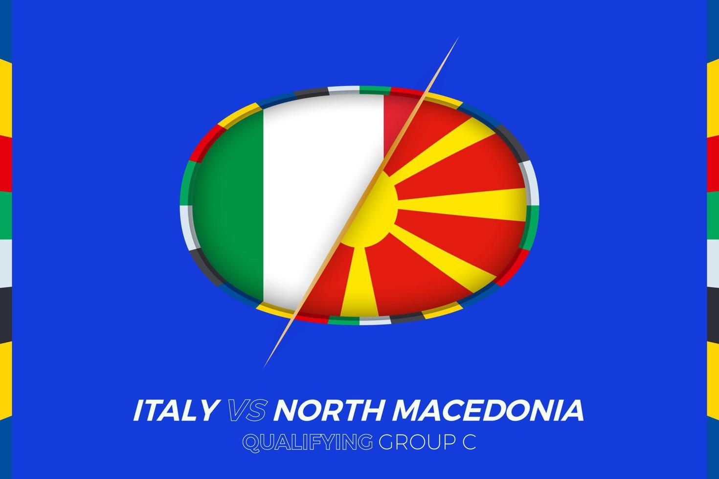 Italy vs North Macedonia icon for European football tournament qualification, group C. vector