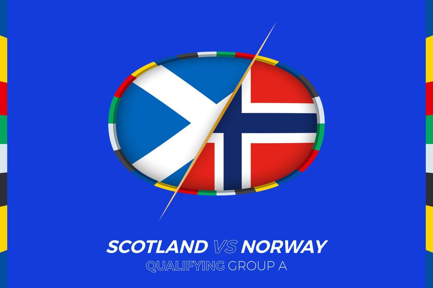 Escocia vs Noruega icono para europeo fútbol americano torneo calificación, grupo una. vector