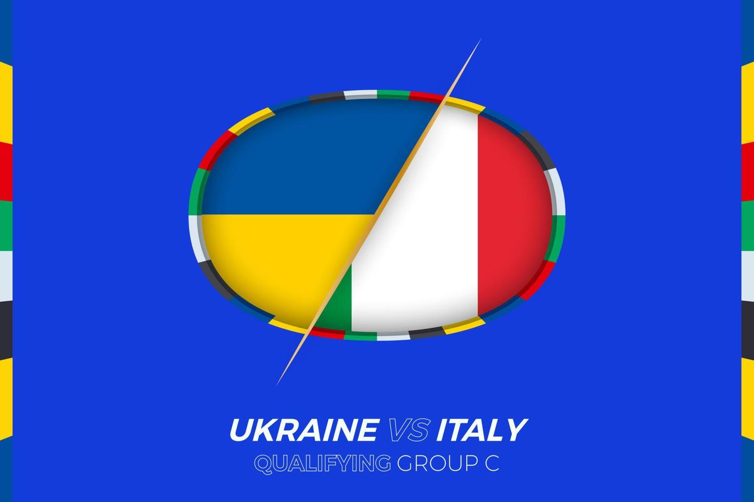 Ukraine vs Italy icon for European football tournament qualification, group C. vector