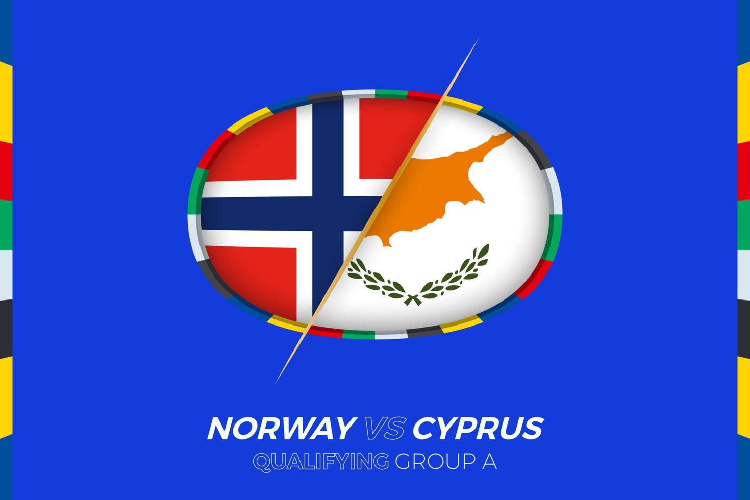 Norway vs Cyprus icon for European football tournament qualification, group A. vector