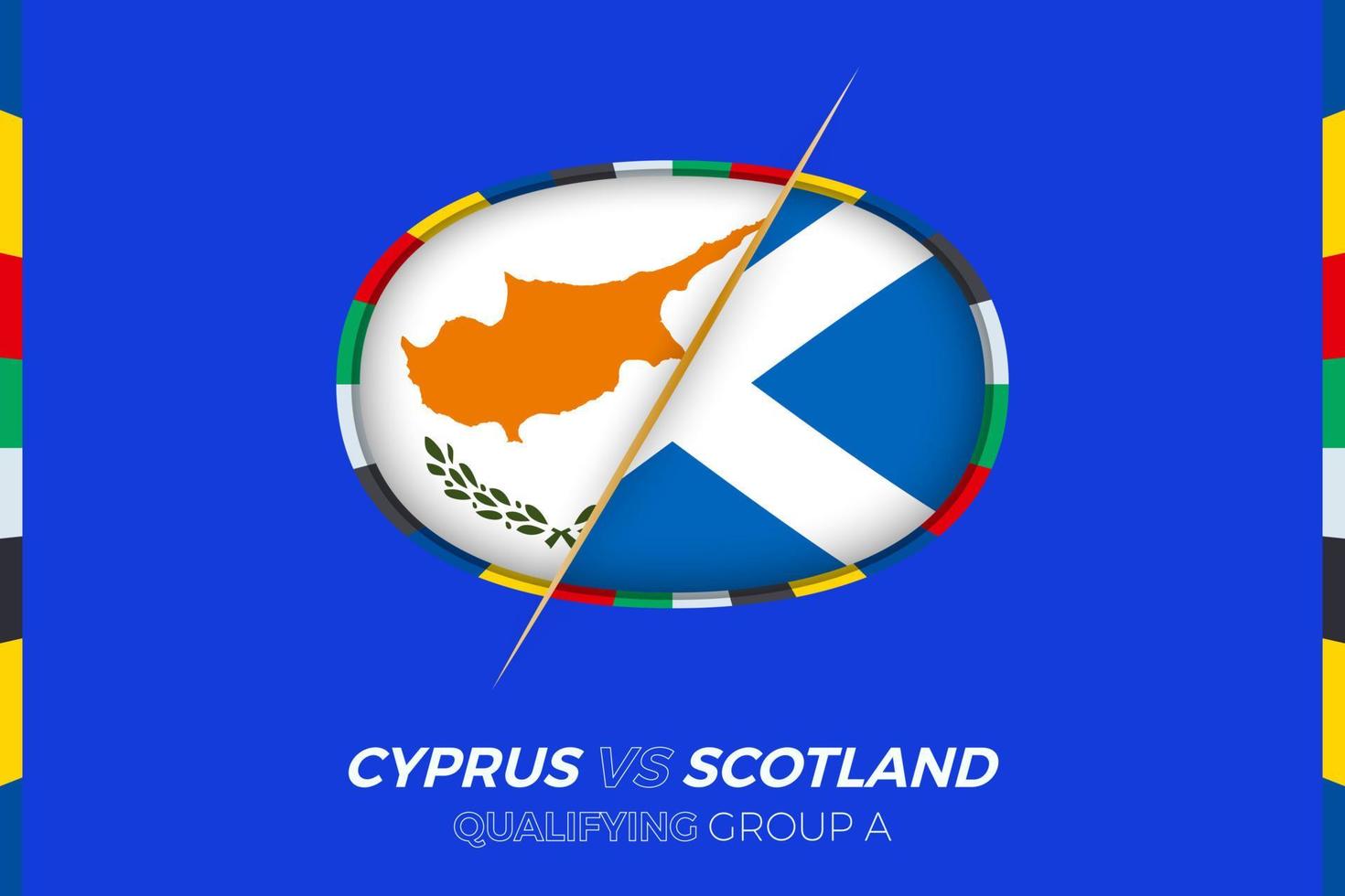 Cyprus vs Scotland icon for European football tournament qualification, group A. vector