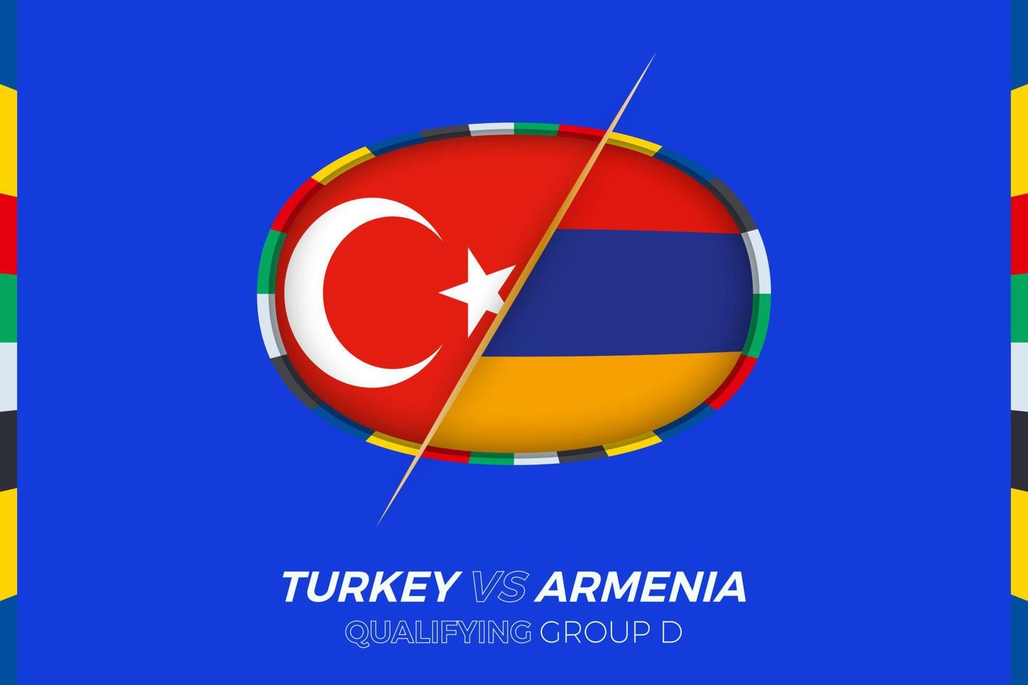 Turkey vs Armenia icon for European football tournament qualification, group D. vector