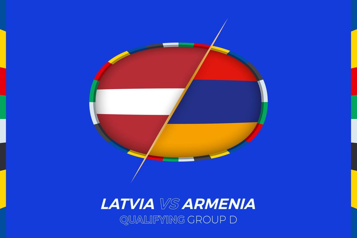 Latvia vs Armenia icon for European football tournament qualification, group D. vector