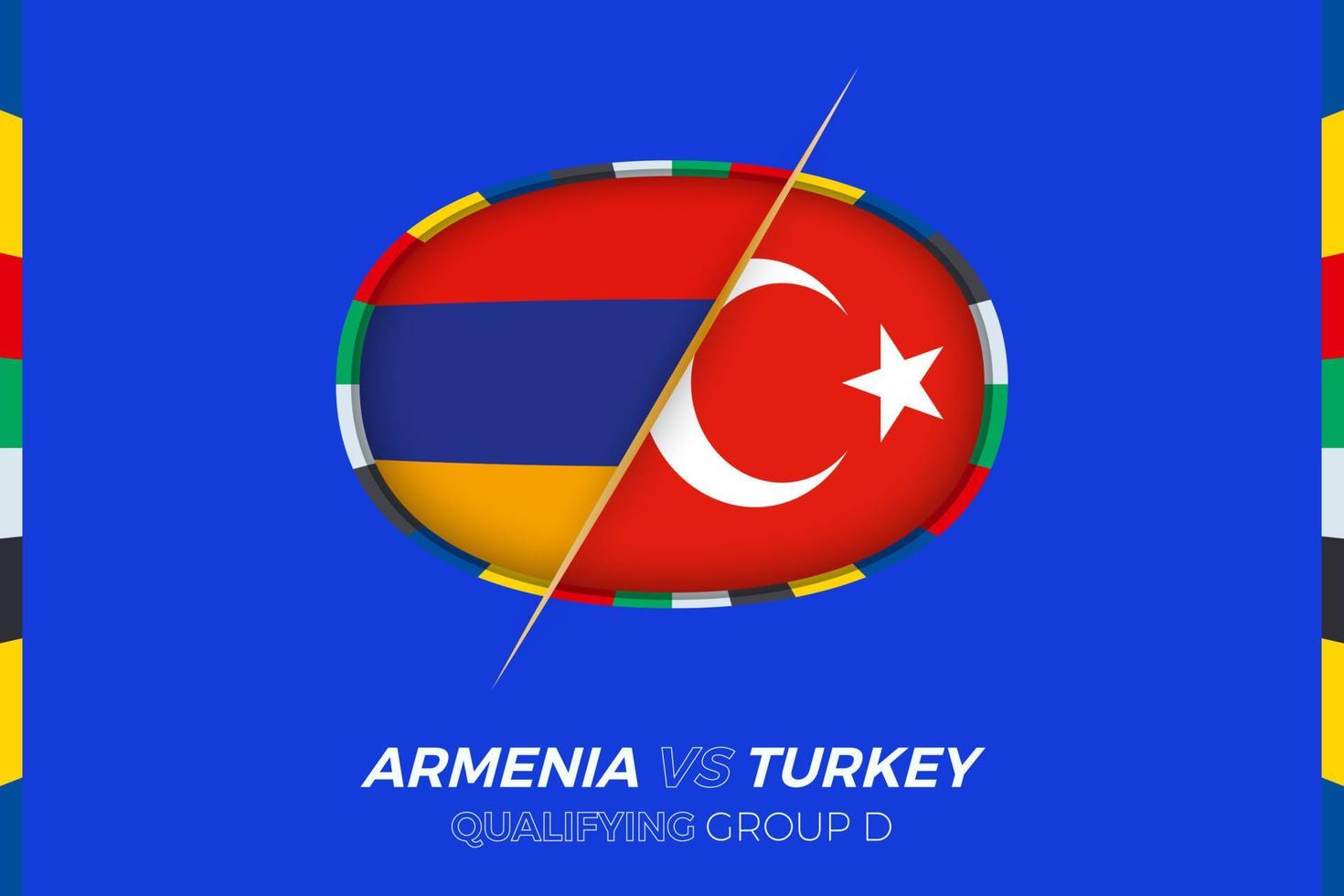 Armenia vs Turkey icon for European football tournament qualification, group D. vector