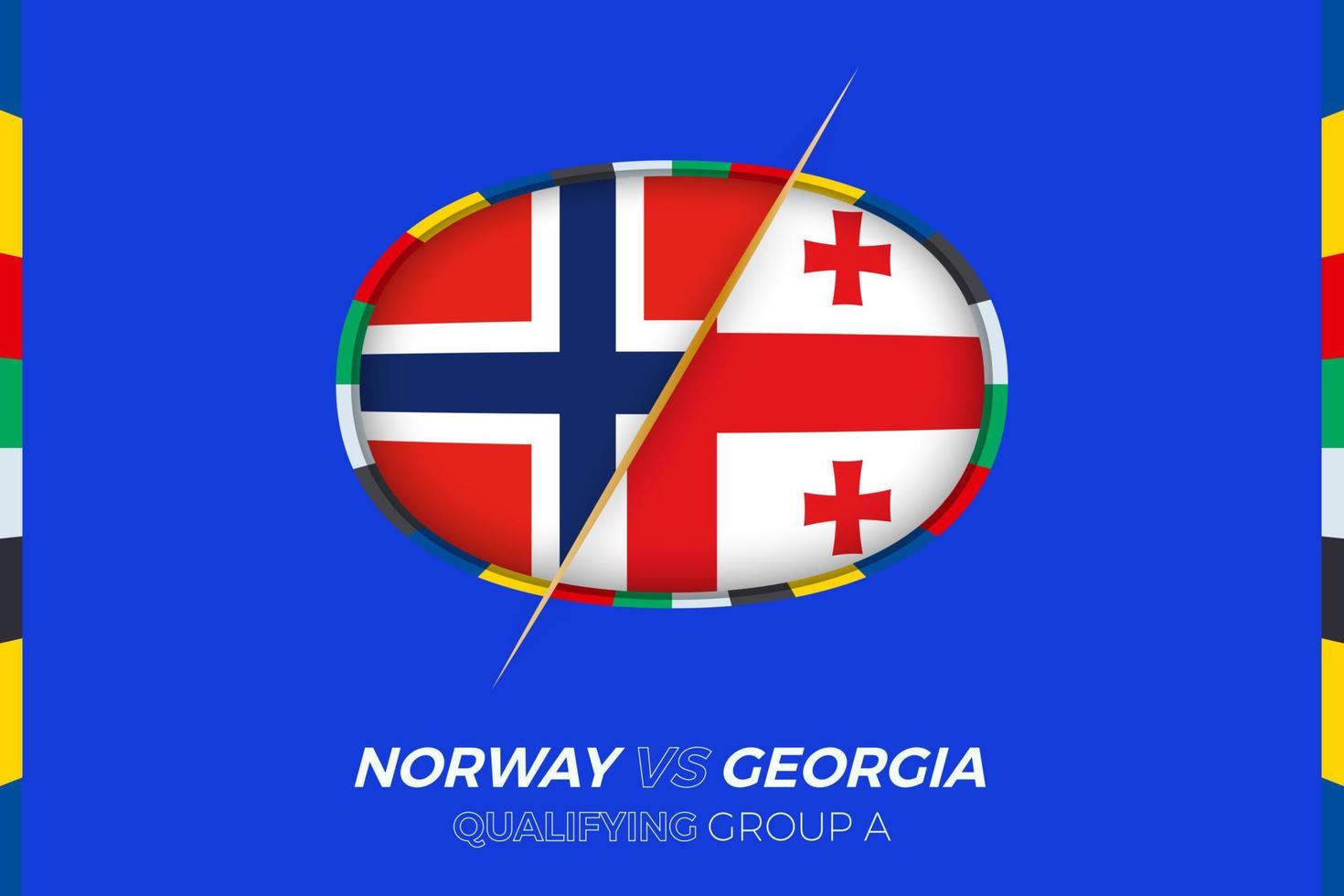 Norway vs Georgia icon for European football tournament qualification, group A. vector