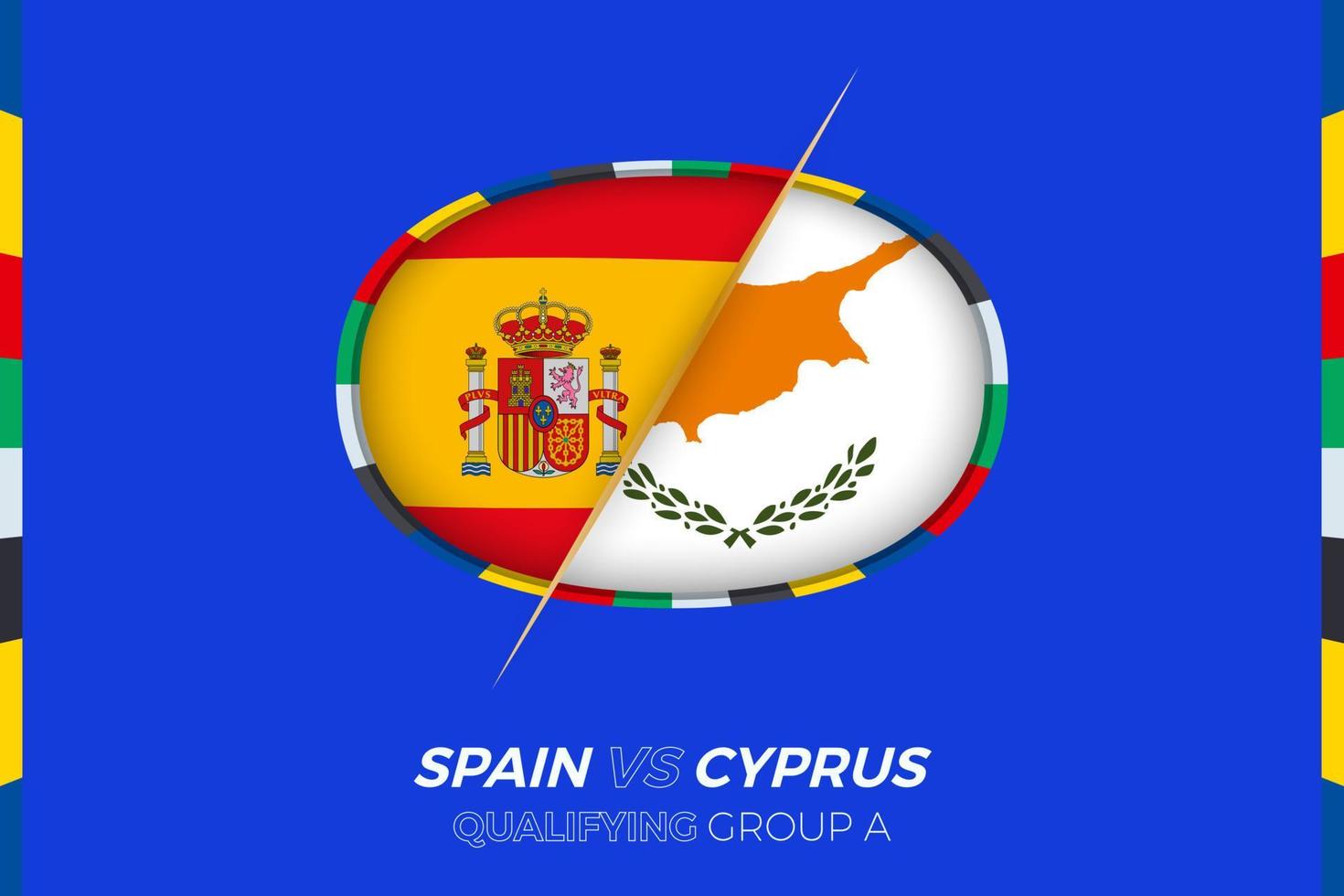 Spain vs Cyprus icon for European football tournament qualification, group A. vector