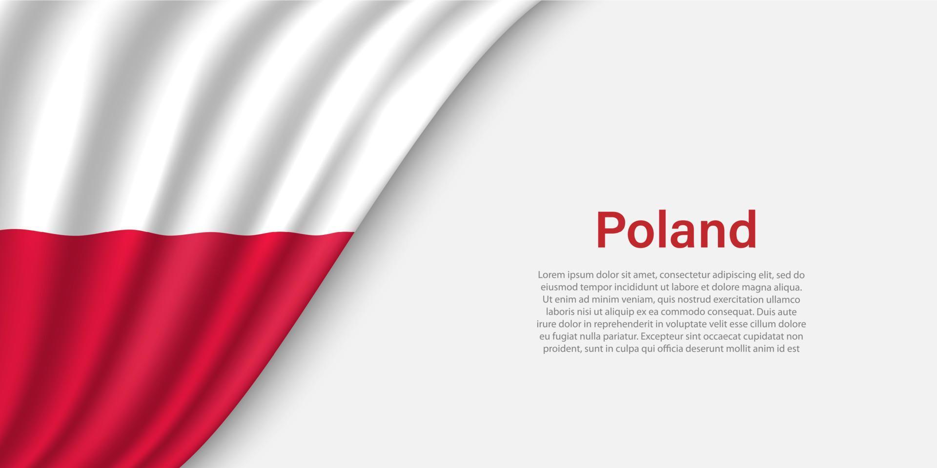 Wave flag of Poland on white background. vector