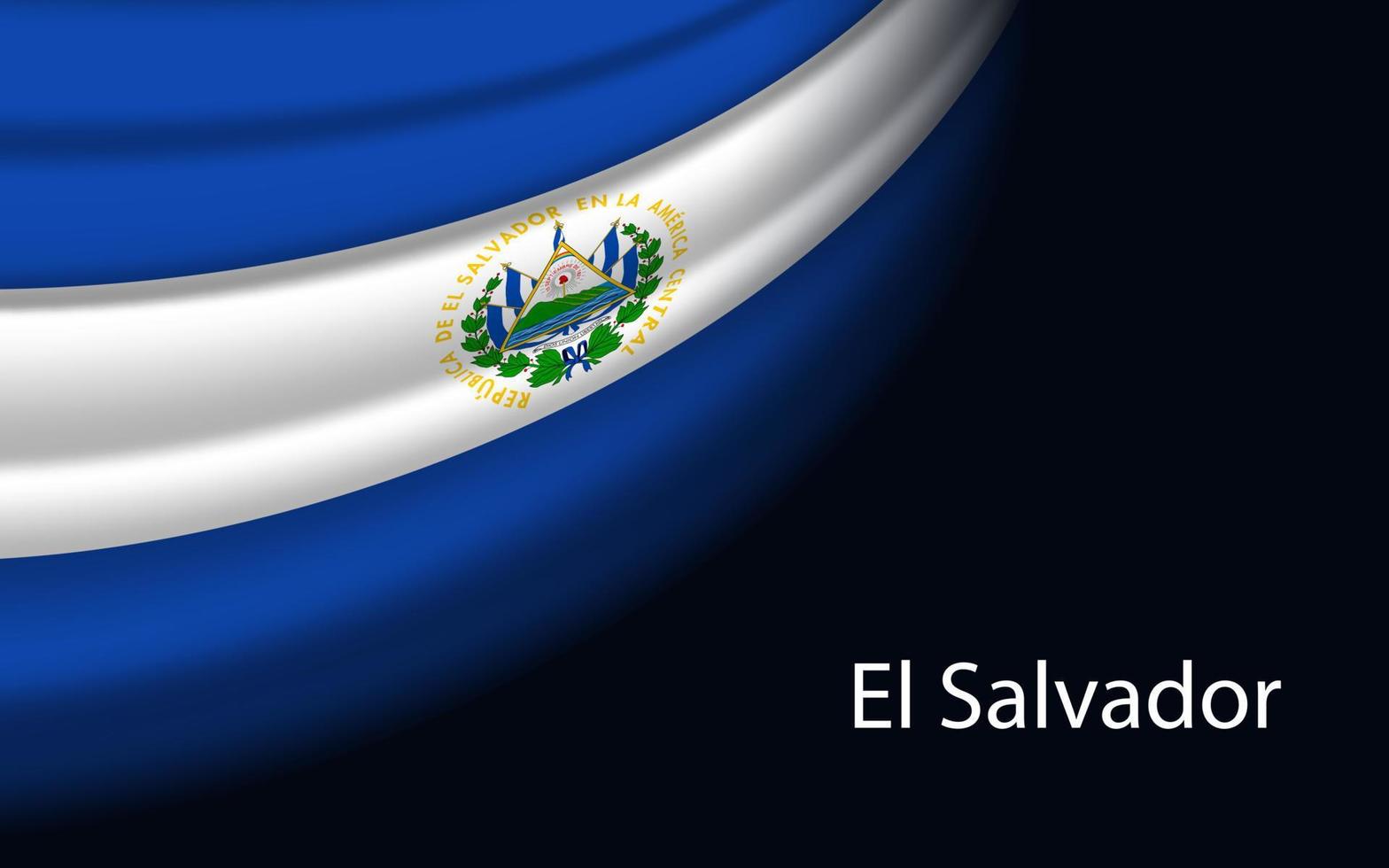 Wave flag of El Salvador on dark background. vector