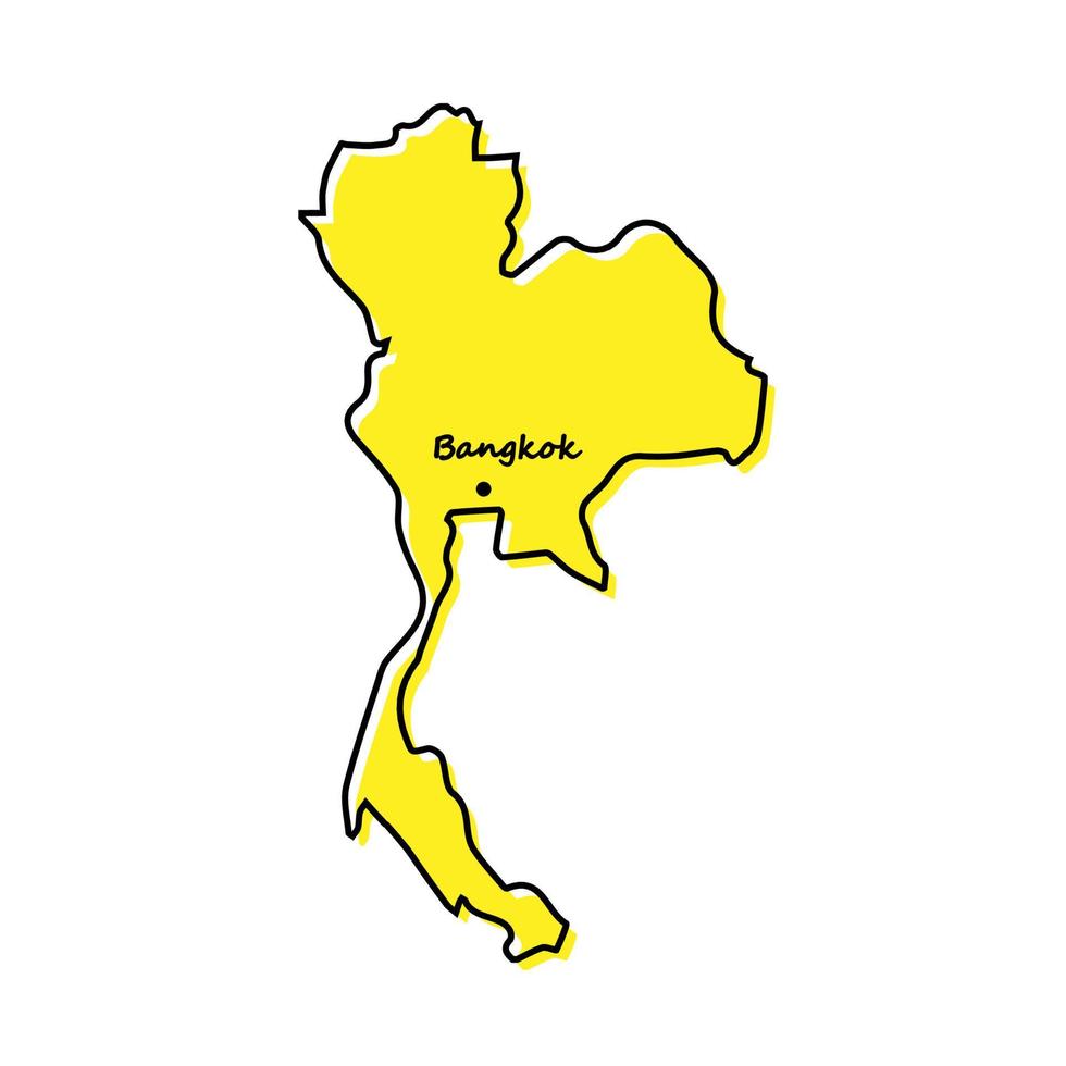 Simple outline map of Thailand with capital location vector