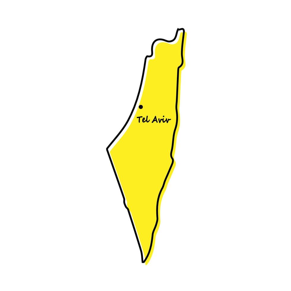 Simple outline map of Israel with capital location vector