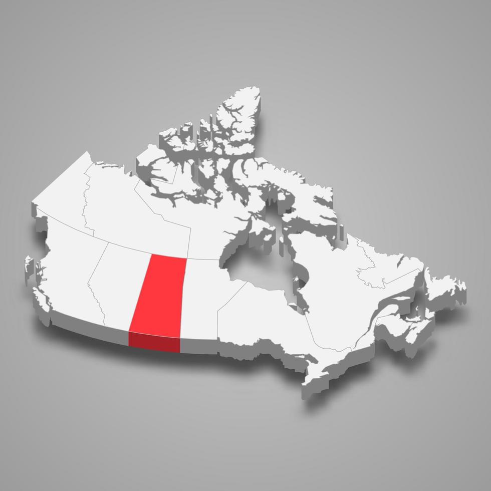 Saskatchewan region location within Canada 3d map vector