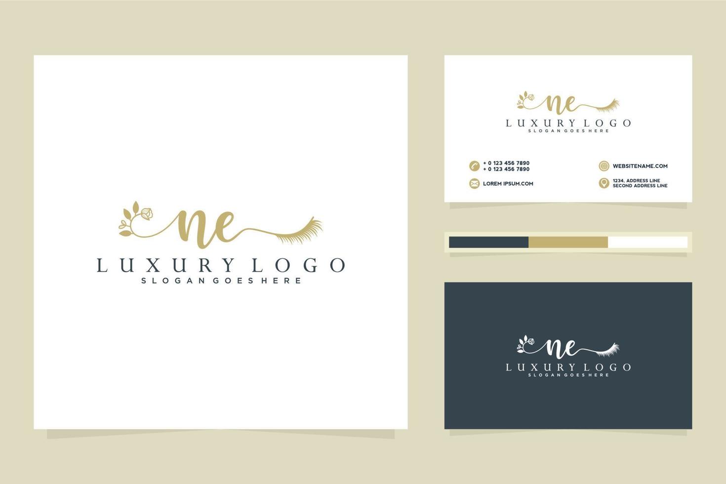 Initial NE Feminine logo collections and business card template Premium Vector