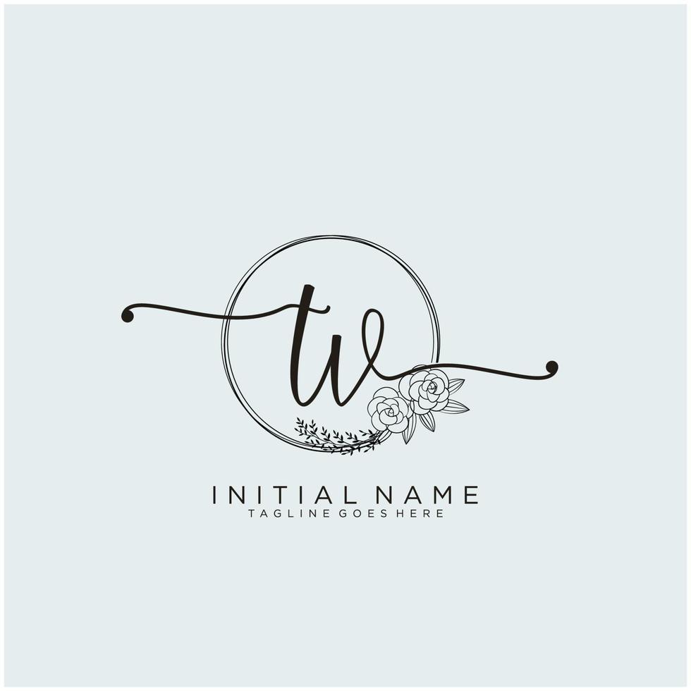 Initial TV feminine logo collections template. handwriting logo of initial signature, wedding, fashion, jewerly, boutique, floral and botanical with creative template for any company or business. vector
