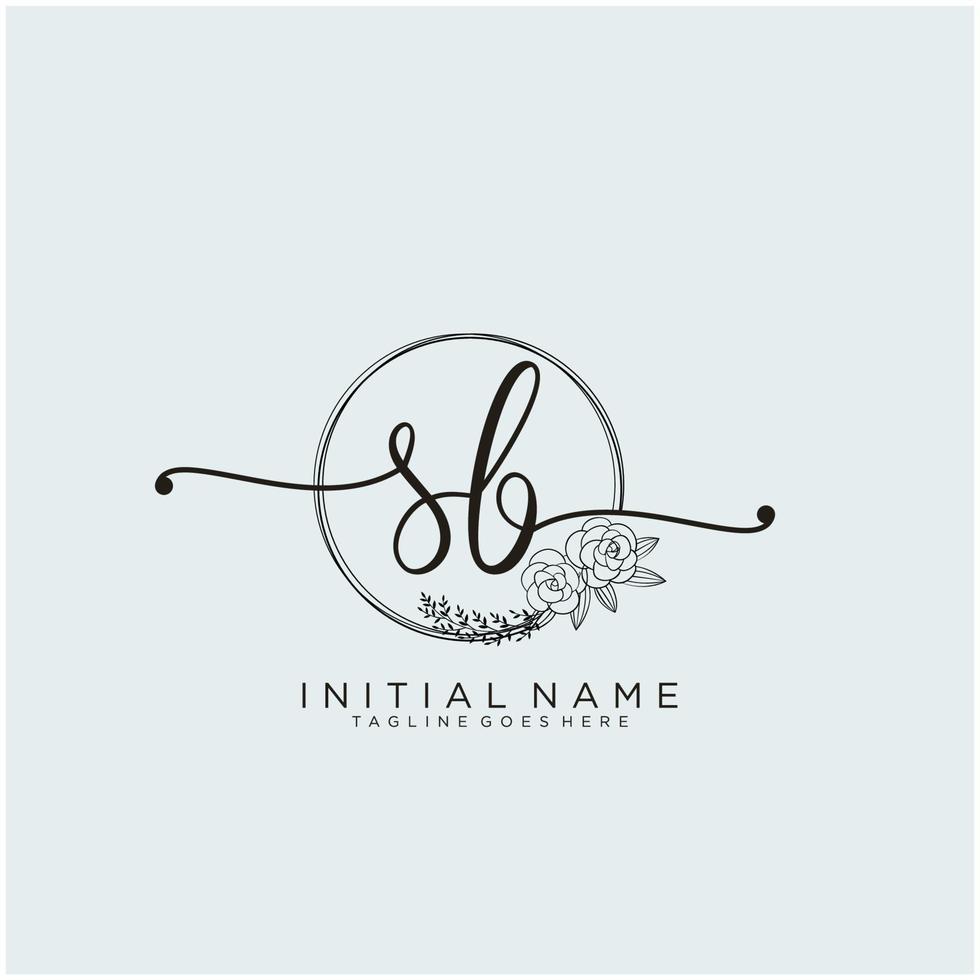 Initial SB feminine logo collections template. handwriting logo of initial signature, wedding, fashion, jewerly, boutique, floral and botanical with creative template for any company or business. vector