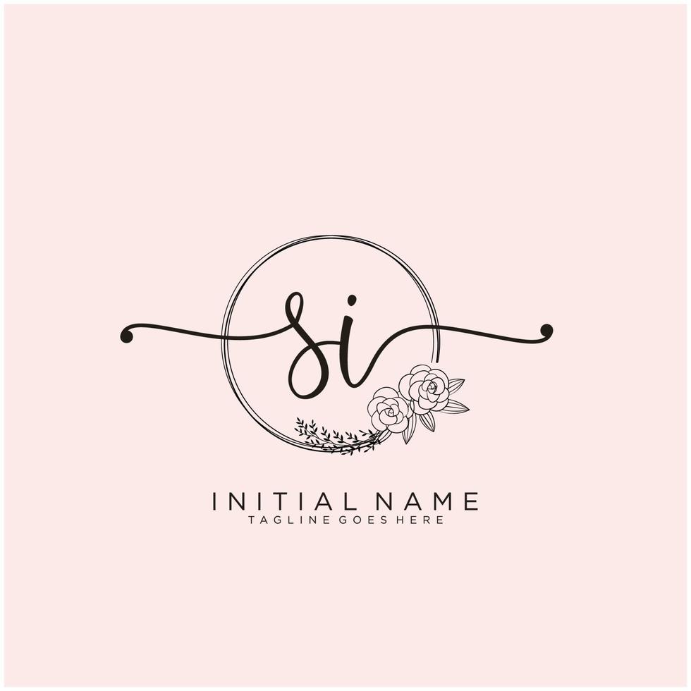 Initial SI feminine logo collections template. handwriting logo of initial signature, wedding, fashion, jewerly, boutique, floral and botanical with creative template for any company or business. vector