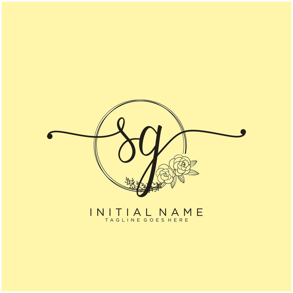 Initial SG feminine logo collections template. handwriting logo of initial signature, wedding, fashion, jewerly, boutique, floral and botanical with creative template for any company or business. vector