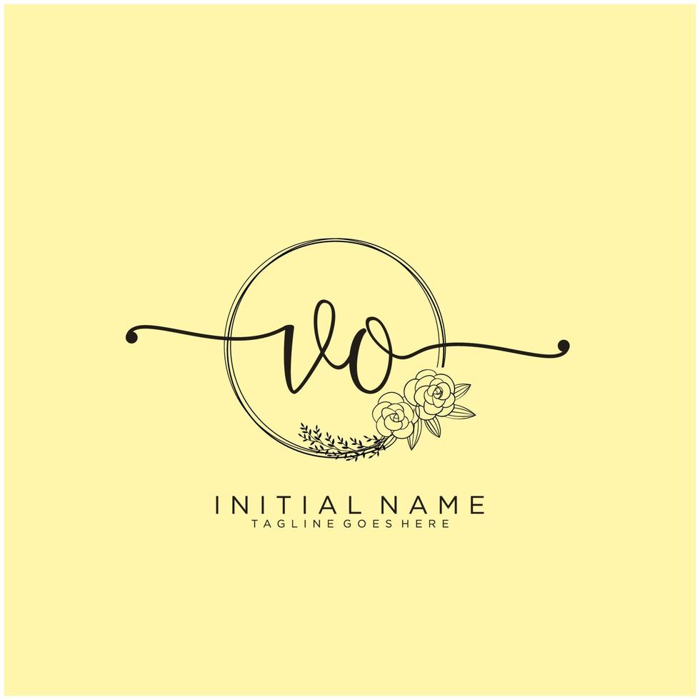 Initial VO feminine logo collections template. handwriting logo of initial signature, wedding, fashion, jewerly, boutique, floral and botanical with creative template for any company or business. vector
