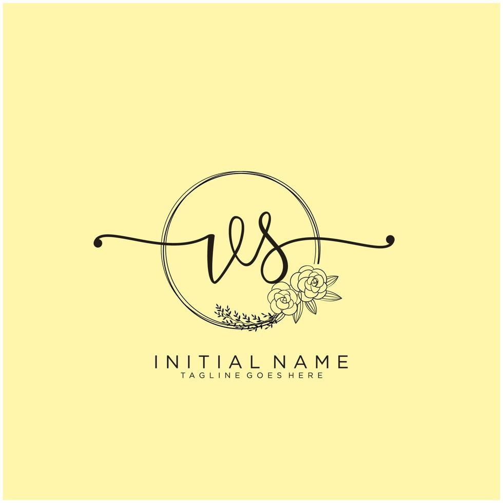 Initial VS feminine logo collections template. handwriting logo of initial signature, wedding, fashion, jewerly, boutique, floral and botanical with creative template for any company or business. vector